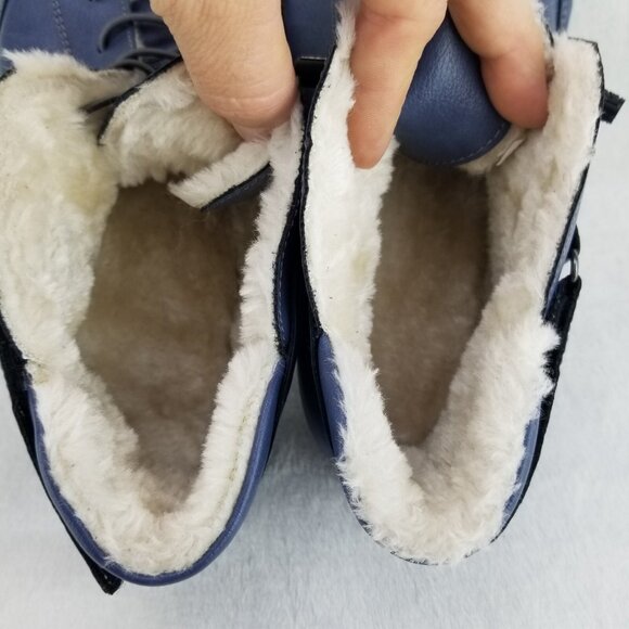 ✅LDECK Blue Leather High Top Faux Fur Lined Shoes Men's Size 12 Driving Sneakers - Picture 5 of 10